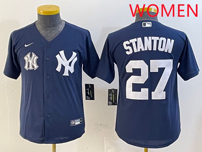 Women New York Yankees #27 Stanton Blue Game 2025 Nike MLB Jersey style 6->women mlb jersey->Women Jersey